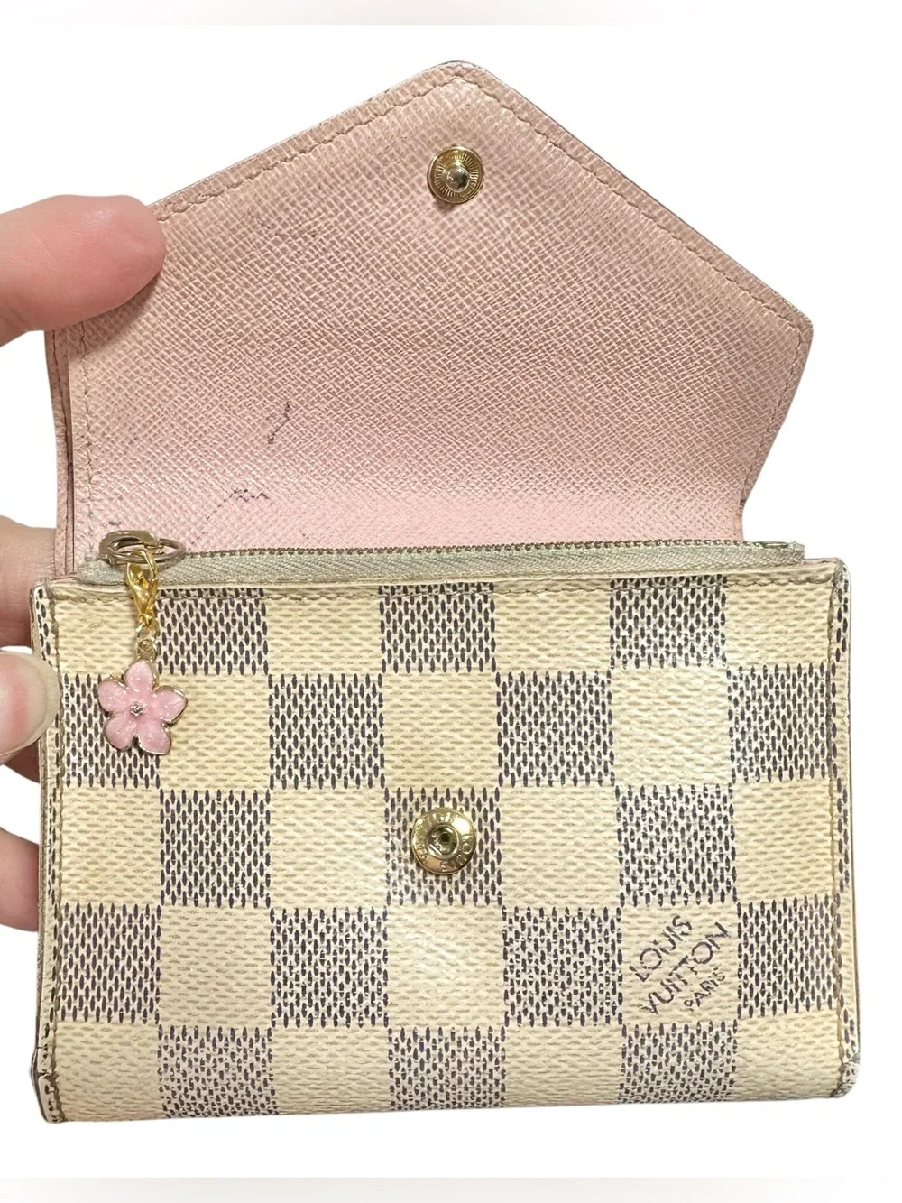 Louis Vuitton Damier Azur Victorine Leather Trifold Compact Wallet